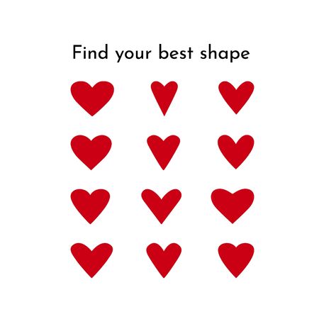 Red hearts set isolated on white. Symbol for love, marriage, gift, Valentines Day. Cartoon flat style. Vectorのイラスト素材