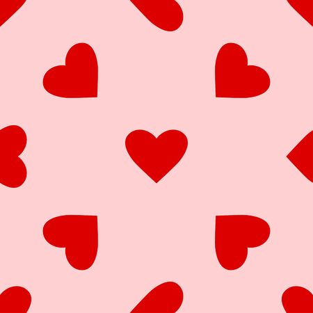 Heart pattern. Love seamless pink background. Great for Valentines Day, wedding. Vector repeated design. Cartoon flatのイラスト素材