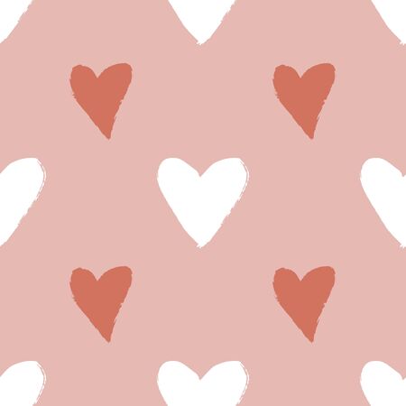Heart seamless pattern with hand drawn elements. Repeated design great for Valentines Day, Birthday Wrapping, Scrapbooking Paper and Wedding Banner. Vectorのイラスト素材