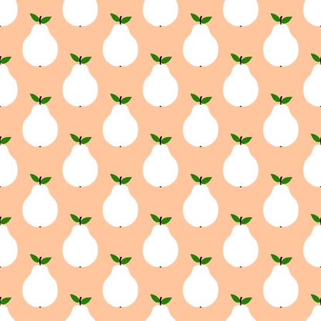 Pear pattern. Seamless background with fruit silhouette. Great for wallpaper, scrapbooking and fabric print. Cute simple cartoon design. Vector iのイラスト素材
