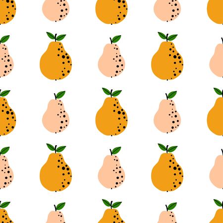 Pear pattern. Seamless fruit background. Great for wallpaper, scrapbooking and fabric print. Cute simple cartoon design. Vectorのイラスト素材