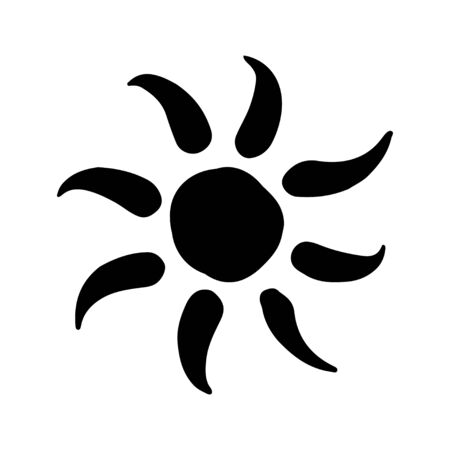 Sun symbol handdrawn. Solar sign made in doodle sketchy style. Ethnic element for decorative ornament. Vector illustration isolatedのイラスト素材