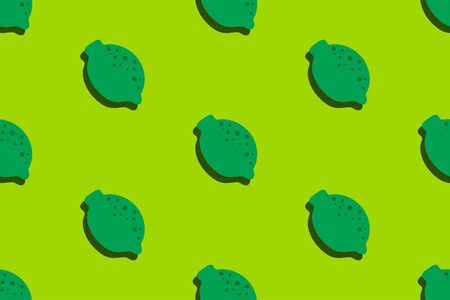 Lime fruit pattern. Seamless summer background. Bright kitchen, home decor or healthy eating design. Cartoon flat design. Vectorのイラスト素材