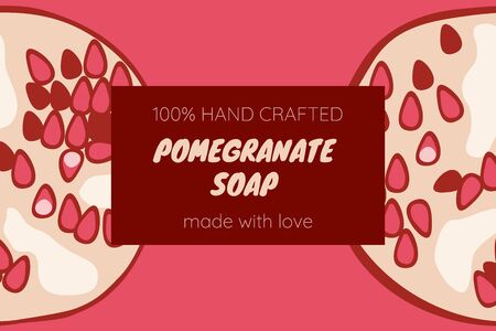 Pomegranate label template for juice or soap package. Product design for organic natural goods. Vectorのイラスト素材