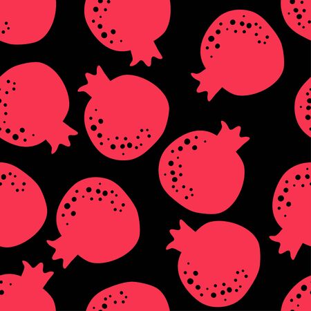 Pomegranate background. Fruit seamless pattern. Wallpaper art. Simple cute illustration in cartoon flat style. Vectorのイラスト素材