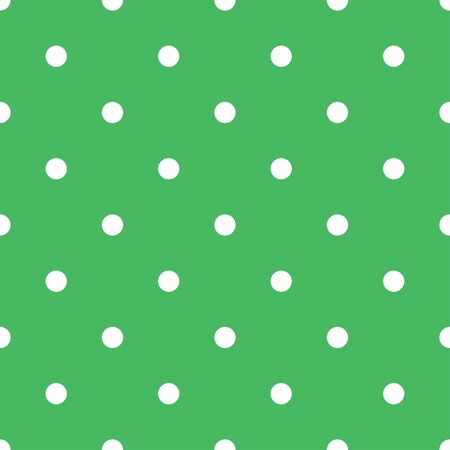 Polka dot seamless pattern with white dots on fresh green background. Elegant design for spring wallpaper, scrapbooking, fashion fabric and home decor textile.のイラスト素材