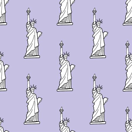 New york pattern with the USA symbol. American freedom. The Statue of liberty line drawing. Seamless background. Vectorのイラスト素材