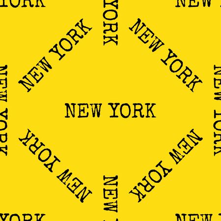 New york city typography seamless pattern. Black and yellow background. Vectorのイラスト素材