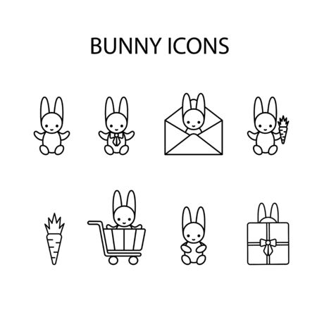 Funny Easter baby bunny. Thin line drawing. Easter drawing. Vectorのイラスト素材