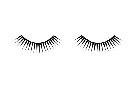 Eyelash long and thick. Mascara extension illustration. False lash . Vector icon design. Fashionのイラスト素材