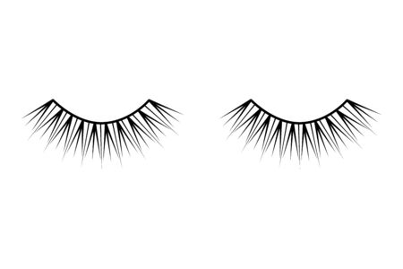 Eyelash long and thick. Mascara extension illustration. False lash . Vector icon design. Fashionのイラスト素材