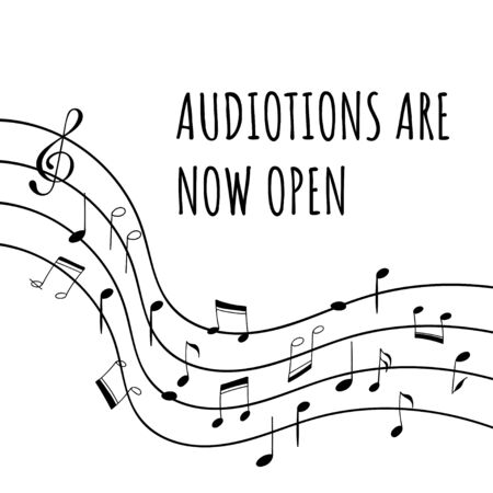 Invitation or announcement template for a musical event such as music online lesson, audition, concert and more. Vectorのイラスト素材