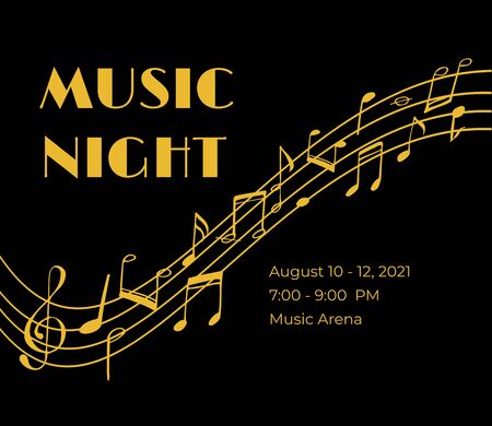 Music party invitation with hand drawn music notes. Concert flyer. Festival template. Vectorのイラスト素材