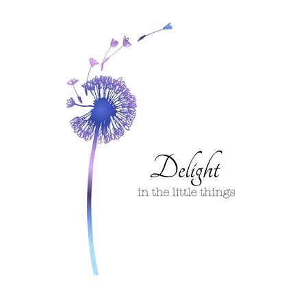 Dandelion blowing with flying seeds. Floral spring card. Minimal simple design. Vector botanical illustration.のイラスト素材