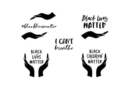 Black lives matters quotes with icons of protecting or supporting hands. Vectorのイラスト素材