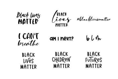 Black lives matter lettering quote set with various phrases for protest or supporting Tshirts and posters. Isolatedのイラスト素材