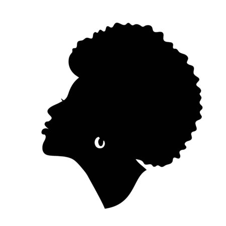 Silhoette of african american woman. Beautiful black girl profile. Vector design isolated on white.のイラスト素材