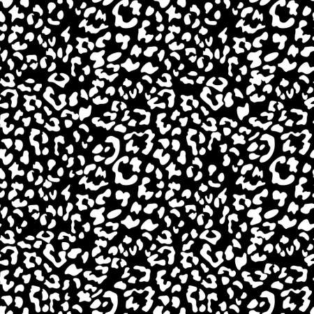 Leopard print background. Animal seamless pattern with hand drawn leopard spots. Black and white wallpaper. Vectorのイラスト素材