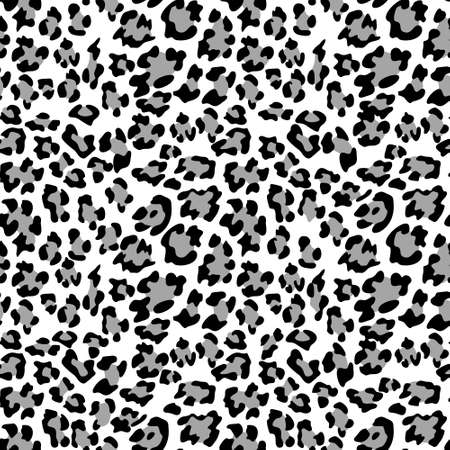 Leopard print background. Animal seamless pattern with hand drawn leopard spots. Black and white wallpaper. Vectorのイラスト素材