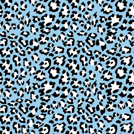 Blue leopard print background. Animal seamless pattern with hand drawn leopard spots. Blue wallpaper. Vectorのイラスト素材