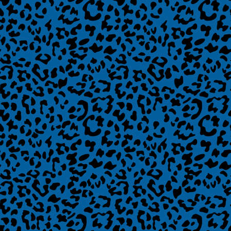 Blue leopard print background. Animal seamless pattern with hand drawn leopard spots. Blue wallpaper. Vectorのイラスト素材