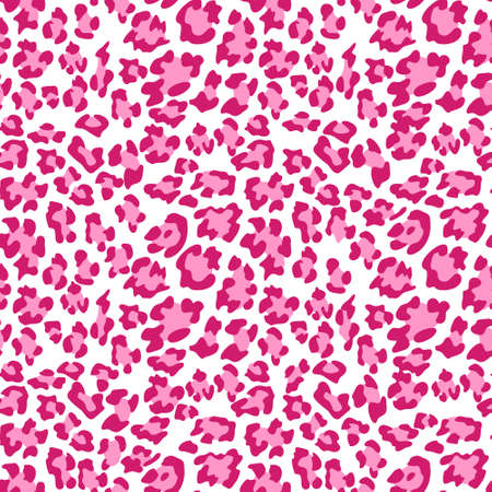 Pink leopard print background. Animal seamless pattern with hand drawn leopard spots. Pink wallpaper.のイラスト素材