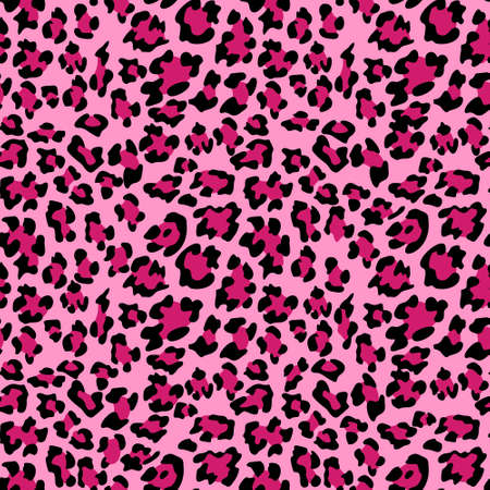 Pink leopard print background. Animal seamless pattern with hand drawn leopard spots. Pink wallpaper. Vectorのイラスト素材