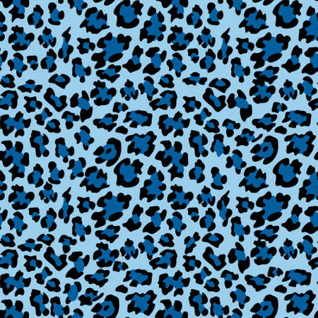 Blue leopard print background. Animal seamless pattern with hand drawn leopard spots. Blue wallpaper. Vectorのイラスト素材