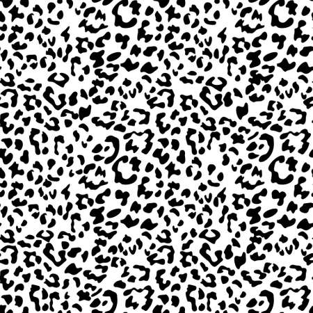 Leopard print background. Animal seamless pattern with hand drawn leopard spots. Black and white wallpaper. Vectorのイラスト素材