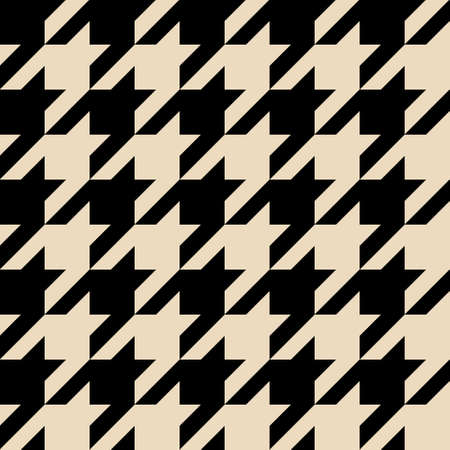 Houndstooth pattern seamless. Checkered background in black and ivory color. Vector design....