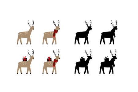 Christmas Santas Reindeer icon. Vector made in cartoon style isolated on white background. Deer silhouette.のイラスト素材