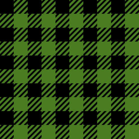 Buffalo plaid vector pattern is seamless and made in green and black colors. Use this trendy checkered background in fashion, for wallpapers and fabric. Repeating background designのイラスト素材
