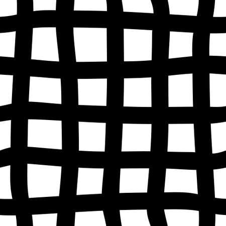 Black and white plaid seamless background. Hand drawn plaid pattern. Vector abstract wallpaper.のイラスト素材