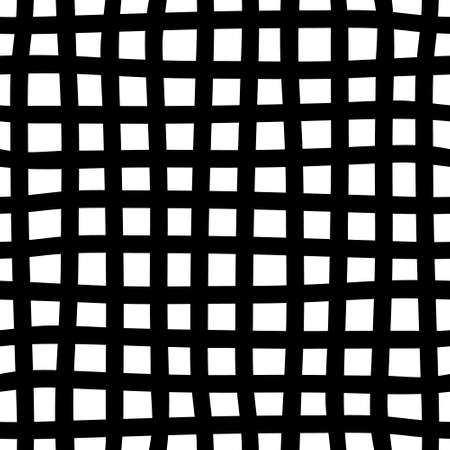 Black and white plaid seamless background. Hand drawn plaid pattern. Vector abstract wallpaper.のイラスト素材