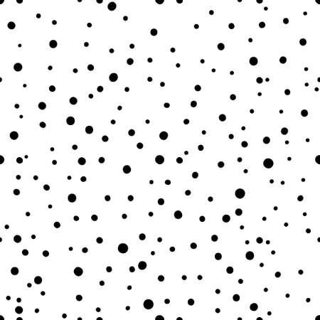 Black and white seamless confetti background. Hand drawn pattern with dotted design. Vector abstract dot wallpaper.のイラスト素材