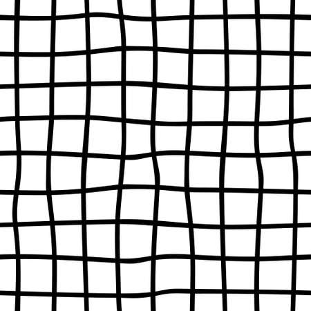 Black and white plaid seamless background. Hand drawn plaid pattern. Vector abstract wallpaper.のイラスト素材