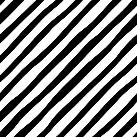 Black and white diagonal line seamless background. Hand drawn pattern with diagonal stripes design. Vector diagonal wallpaper.のイラスト素材