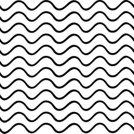 Black and white seamless wavy background. Hand drawn pattern with waves design. Vector wave wallpaper.のイラスト素材
