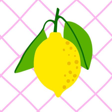 Lemon pattern seamless in bright colors. Repeat background with fruit vector pattern. Citrus fruit drawing. Great as wallpaper, fabric pattern or textile design.のイラスト素材