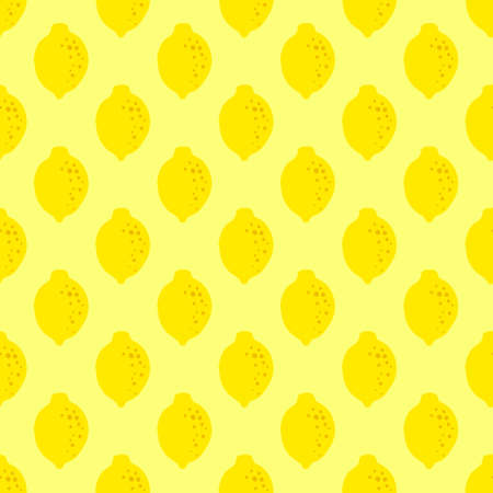 Lemon yellow pattern seamless in bright colors. Repeat background with fruit vector pattern. Citrus fruit drawing. Great as wallpaper, fabric pattern or textile design.のイラスト素材