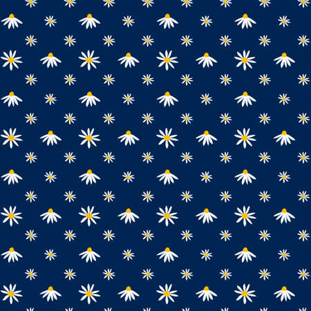 Daisy Pattern Seamless. Blue Floral Pattern background. Textile pattern or wallpaper design. Vector.のイラスト素材
