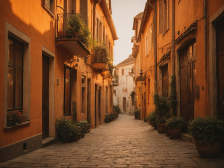 Dusk Serenity in the Old Town Alleyの素材