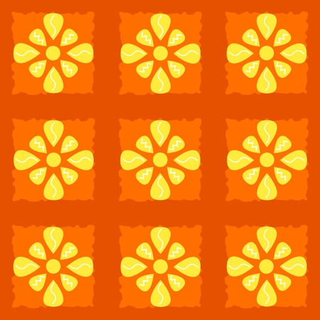 Seamless colored pattern in vector. Orange background.