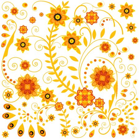 Russian national pattern khokhloma. Traditional Folk Ornament in Russia. Vector.のイラスト素材