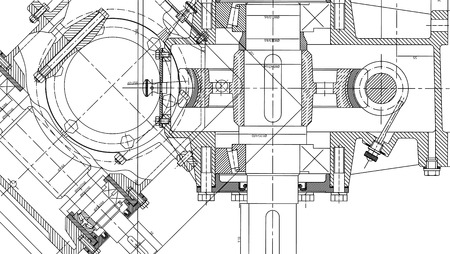 Mechanical Engineering drawing. Engineering Drawing Background. Vector Illustration.のイラスト素材