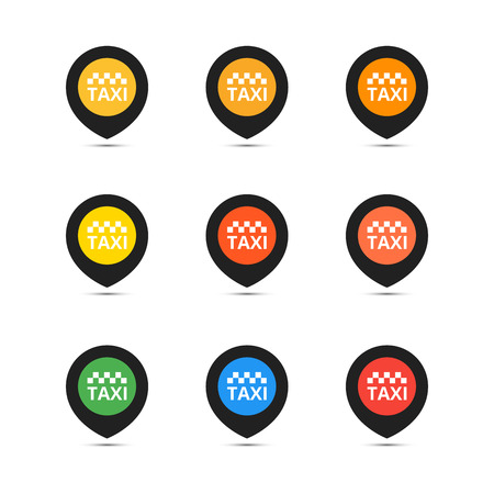 Taxi set icons. Vector coloful illustrations.のイラスト素材