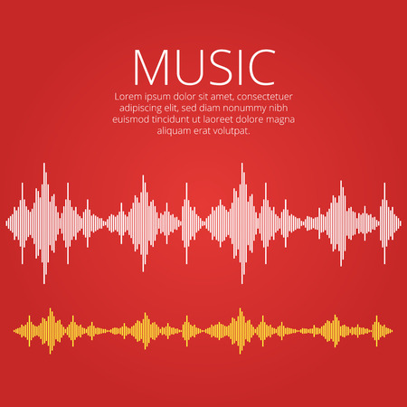 Vector sound waves. Music Digital Equalizer. Audio technology, musical pulse.のイラスト素材