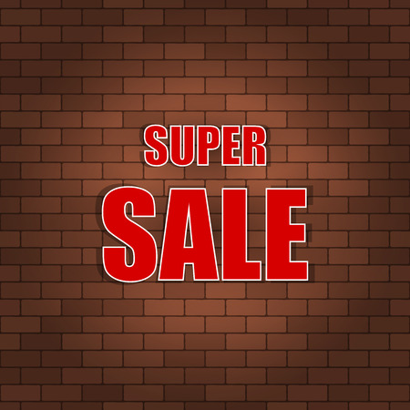 Super sale banner on a brick wall. Vector illustration.のイラスト素材