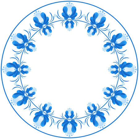 Folk vector decoration with flowers. Russian gzhel styleのイラスト素材