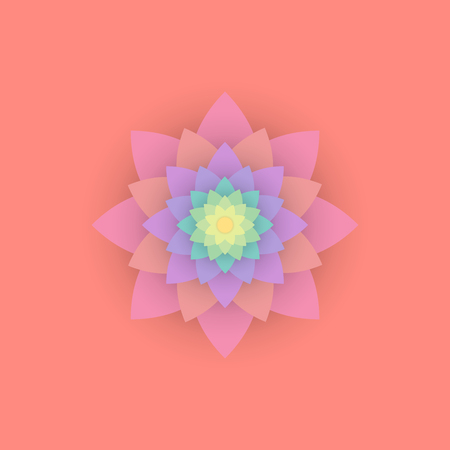 Paper colored flower on a red background. . Vector illustrationのイラスト素材